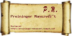 Preininger Manszvét névjegykártya